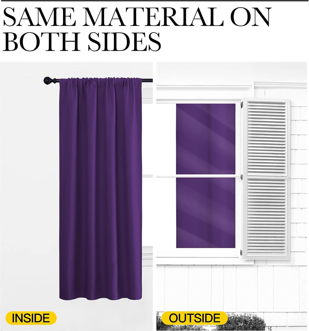 NICETOWN Kitchen Curtains Blackout Drapes & Curtains, Energy Smart Window Treatment Curtain Panels for Bedroom (Royal Purple, 34 in x 45…