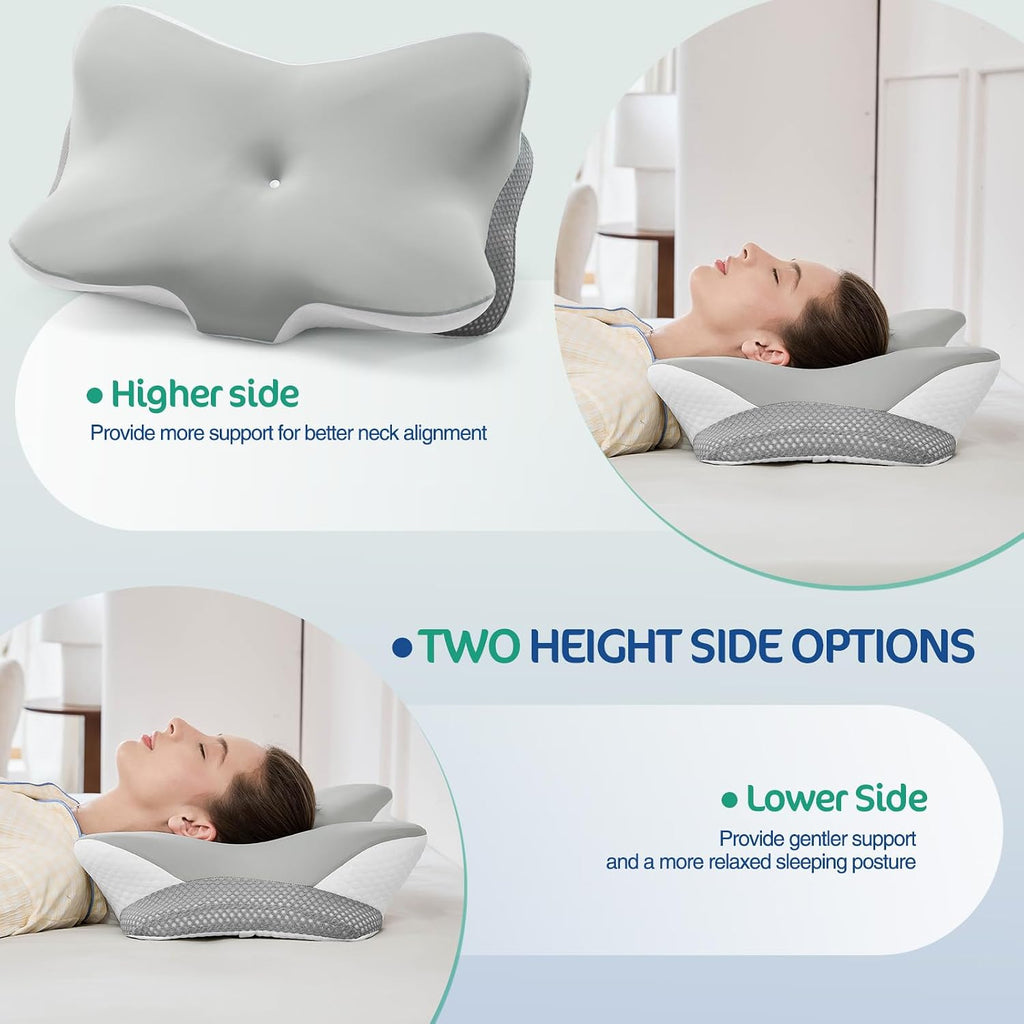 Joyenergy Cervical Pillow for Neck and Shoulder, Ergonomic Memory Foam Contour Pillow with Adjustable Dual Heights, Breathable Pillowcase,…