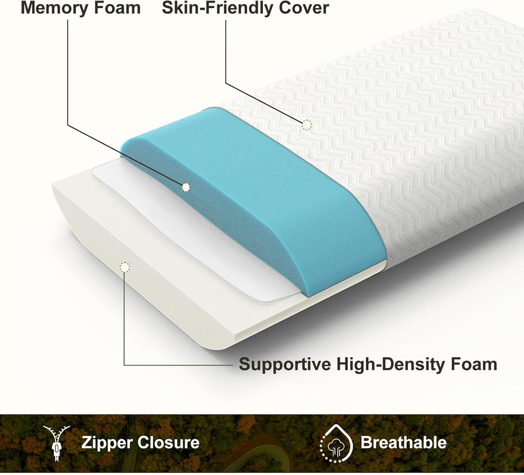 Vekkia Travel Pillow, Memory Foam Pillow Compressible Camping Pillow with Washable Cover, Ergonomic Supportive Pillow for Sleeping Ideal…