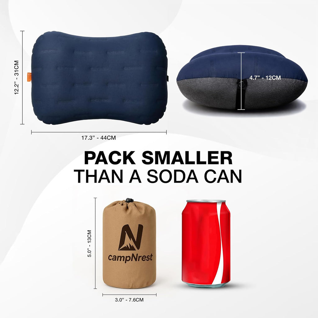 Inflatable Camping Pillow - Ultralight Compact Air Pillow for Travel, Backpacking & Hiking - Ergonomic Neck & Lumbar Support - Portable…