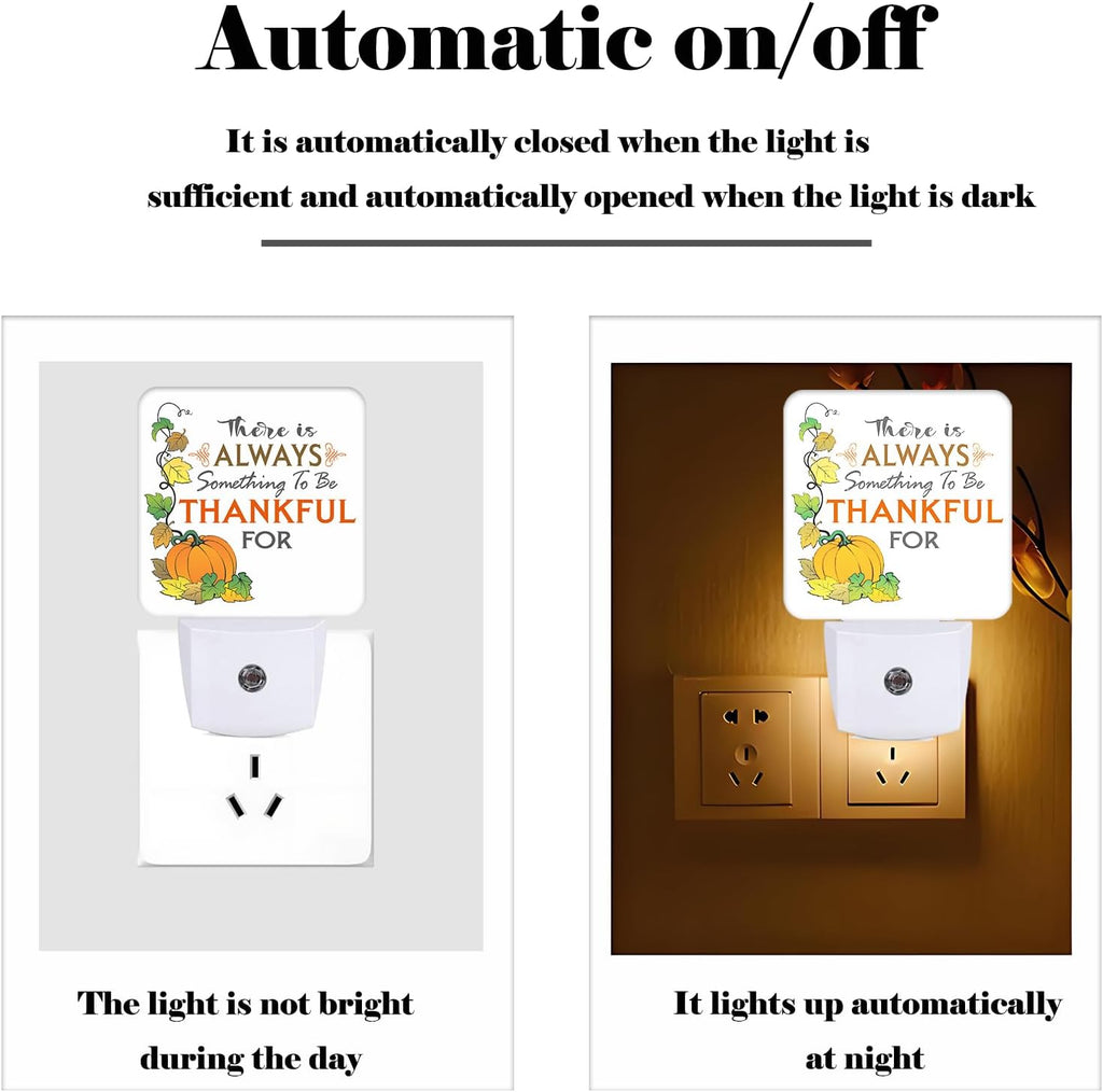 Be Thankful Night Light, Plug Into Wall for Boys Girls Bedroom Decorative Square Night Light Lamp 0.5w Sleep Friendly