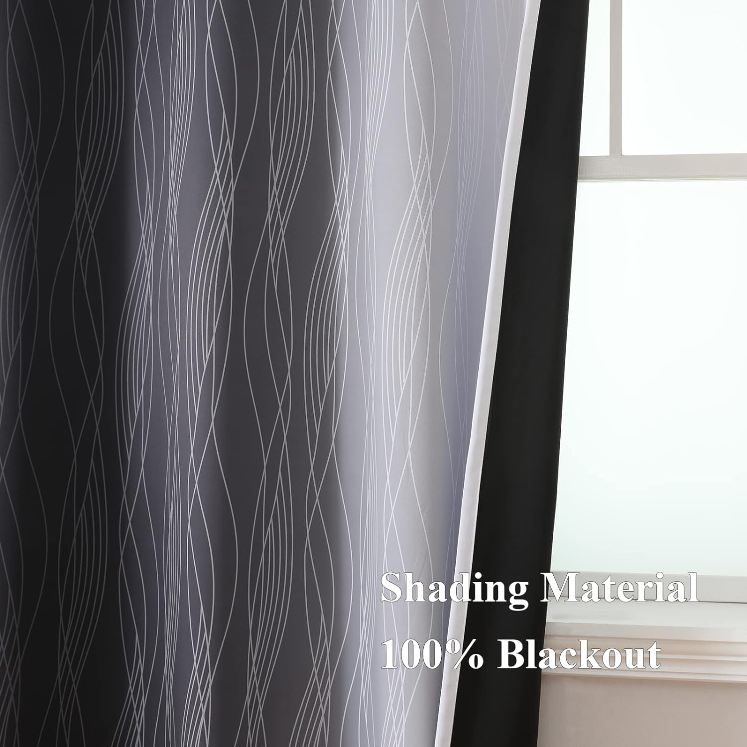 Estelartextiler Estelar Textiler Black and Greyish White Blackout Curtains 45 Inch Length, Light Blocking Gradient Drapes for Bedroom, Ther…
