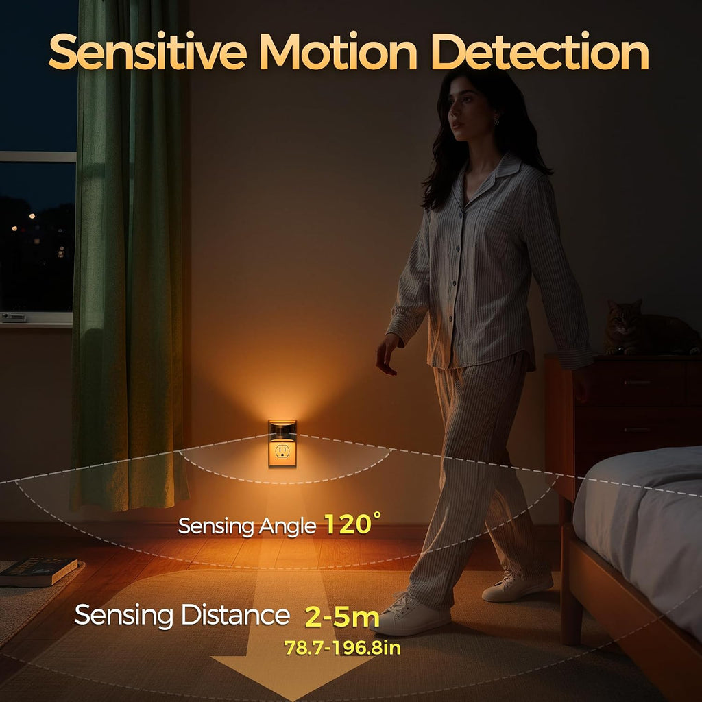 DORESshop LED Night Light[2 Pack], Night Lights Plug into Wall, 3 Mode Plug in Night Light with Motion Sensor, Dusk to Dawn Sensor…