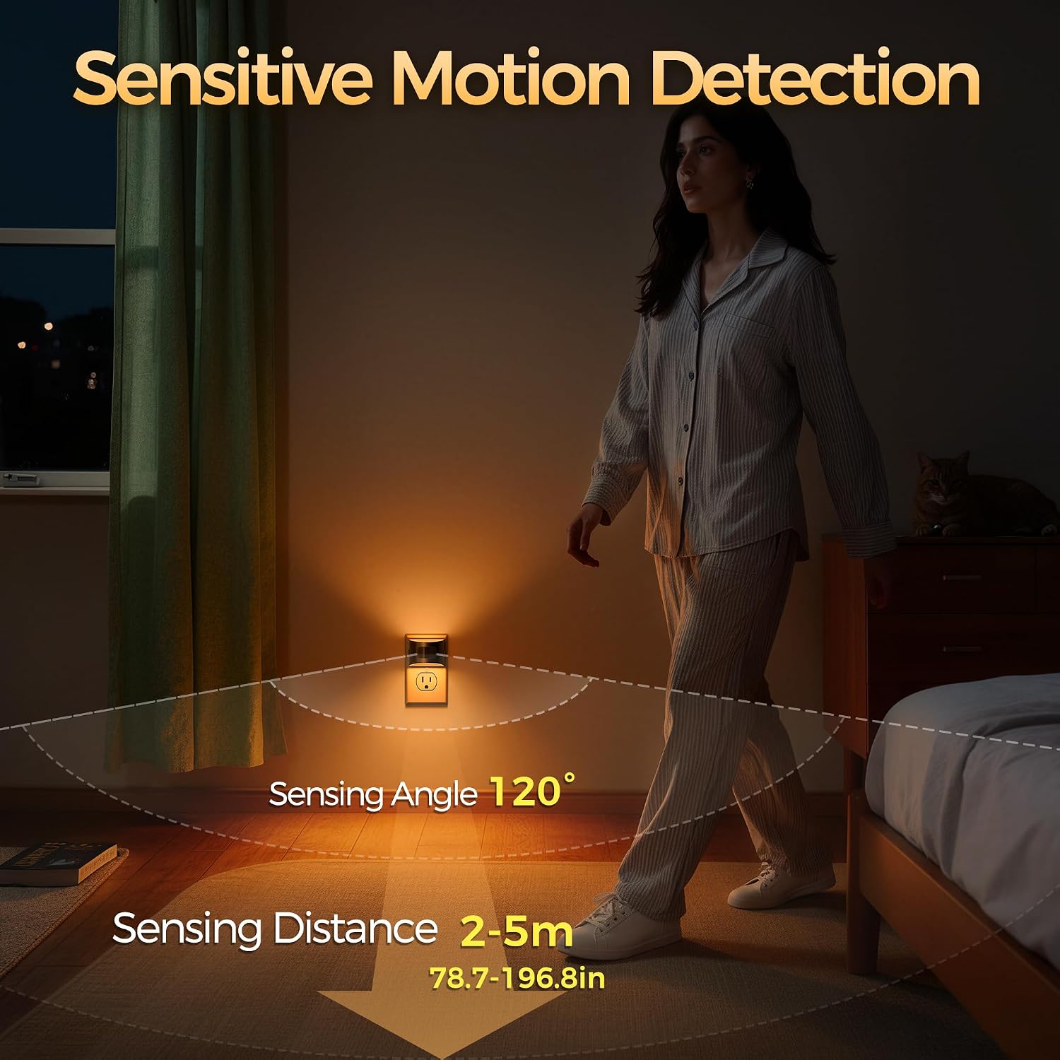 DORESshop LED Night Light[2 Pack], Night Lights Plug into Wall, 3 Mode Plug in Night Light with Motion Sensor, Dusk to Dawn Sensor…