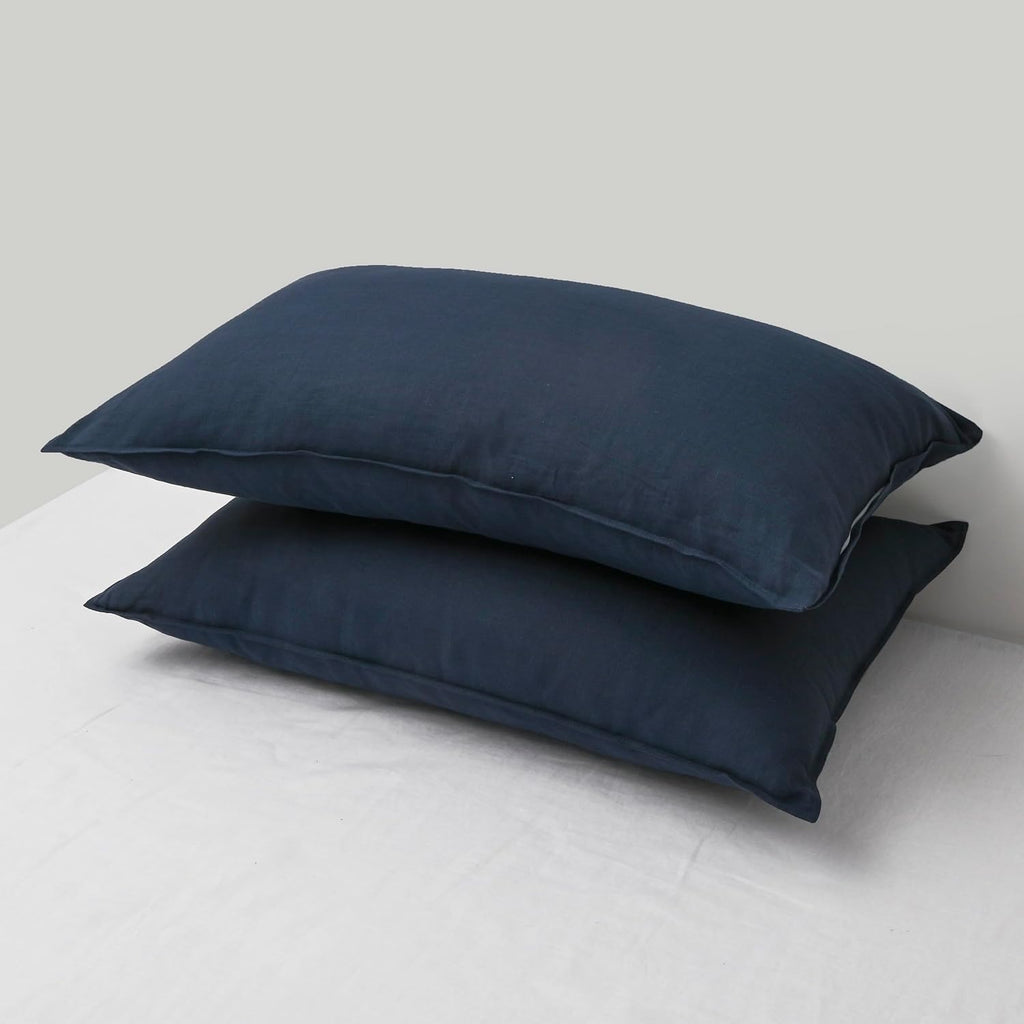 Chuffed Linen Pillowcases 2 Pack 100% Linen Standard Pillow Cases, Breathable and Cooling Washed Pillowshams with Zipper Closure, 20x36 Inc…