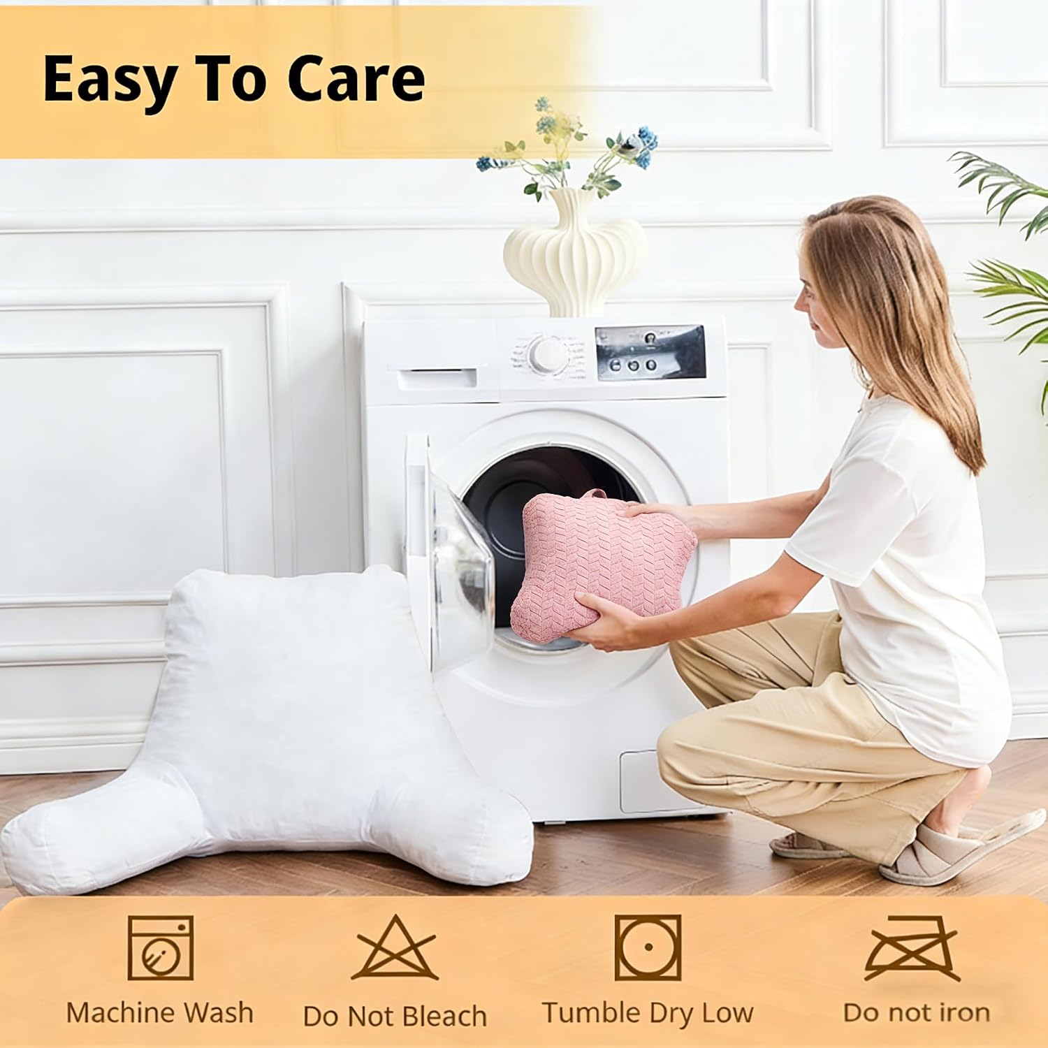 Omcosmos Adult Bed Reading Pillow, Filled with Memory Foam Backrest Pillow, with Armrests to Support The Back and Arms, Suitable for…