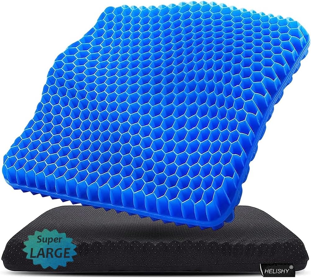 Helishy Gel Seat Cushion, Super Large Gel Cushion Chair Pads with Non-Slip Cover for Home Office Car Seat Wheelchair, Soft Breathable Honey…