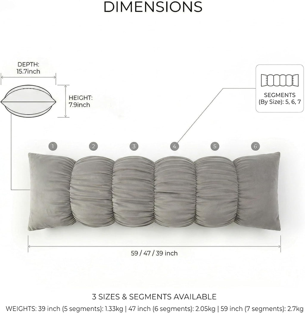 Ailuteie Pat. Pend.Long Bed Pillow for Adults and Side Sleepers with Segmented Design, Soft Velvet Body Pillow with Removable Washable Pill…