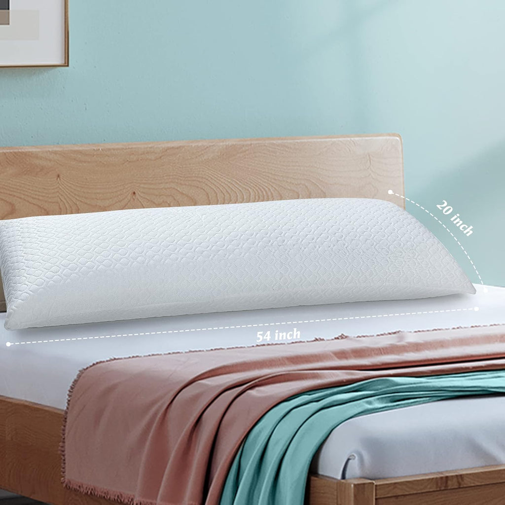 Rainmr Extra Thick Body Pillow Memory Foam – Long Pillow for Adults – Thicker Inner Case – Soft & Cooling Double Pillowcases, 20 x 54…