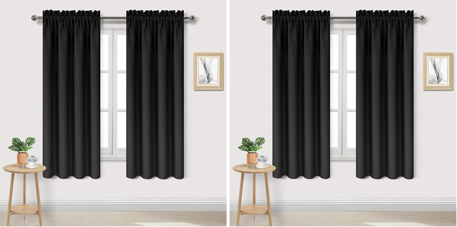 Dwcn Blackout Curtains – Thermal Insulated, Energy Saving & Noise Reducing Bedroom and Living Room Curtains, Black, W 42x L 63 Inch, Set of…