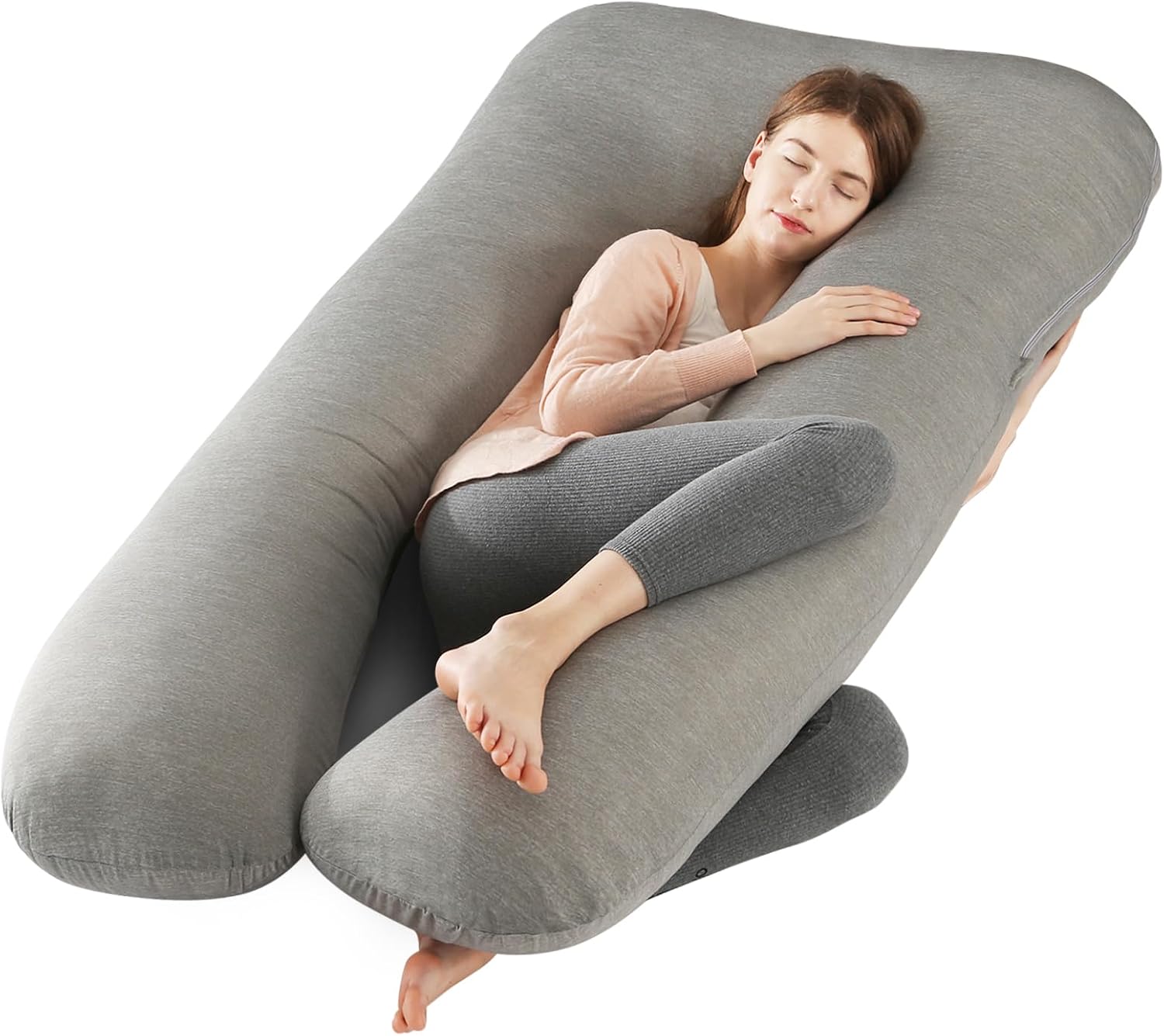 Amagoing Pregnancy Pillows with Cooling Cover, U-Shape Full Body Pillow for Sleeping, Support for Back, Legs, Belly, HIPS for Pregnant Wome…