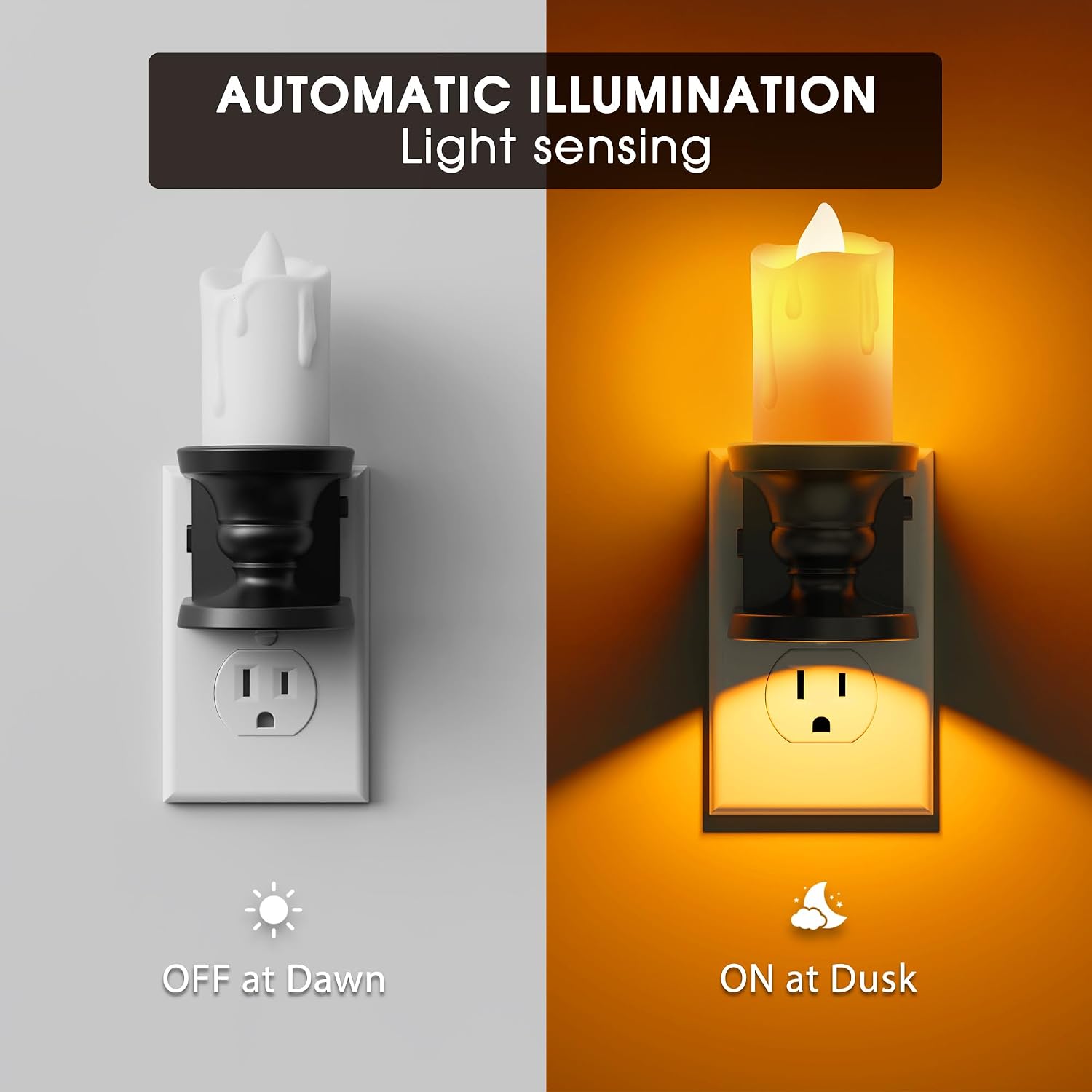 WelcometoBriigniteenjoyyourtimehere Briignite Flameless Candle Night Light, 2 Pack, Night Lights Plug into Wall, Candle Nightlight with Lig…
