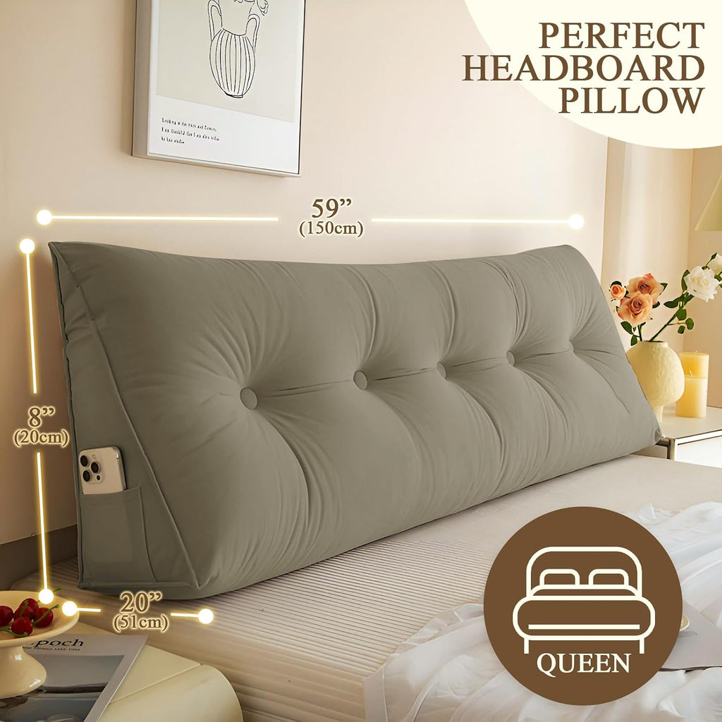 DANGHOOGY Headboard Pillow Queen, Large Triangular Wedge Headboard Pillow for Reading and Resting, Backrest Positioning Support Pillow…
