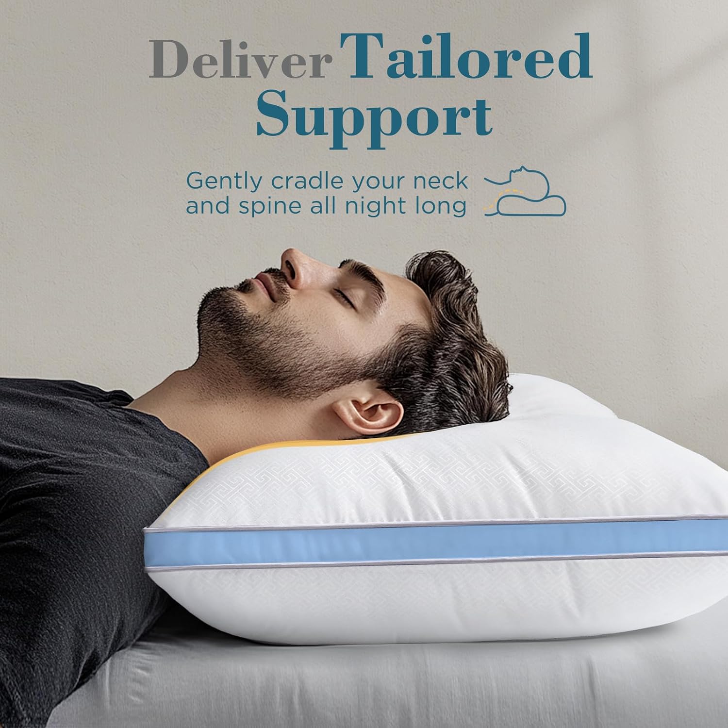 viewstar Bed Pillows King Sizes Set of 2, Hotel Quality Cooling Down Alternative Gusseted Pillows for Side, Back, or Stomach Sleepers, Blue