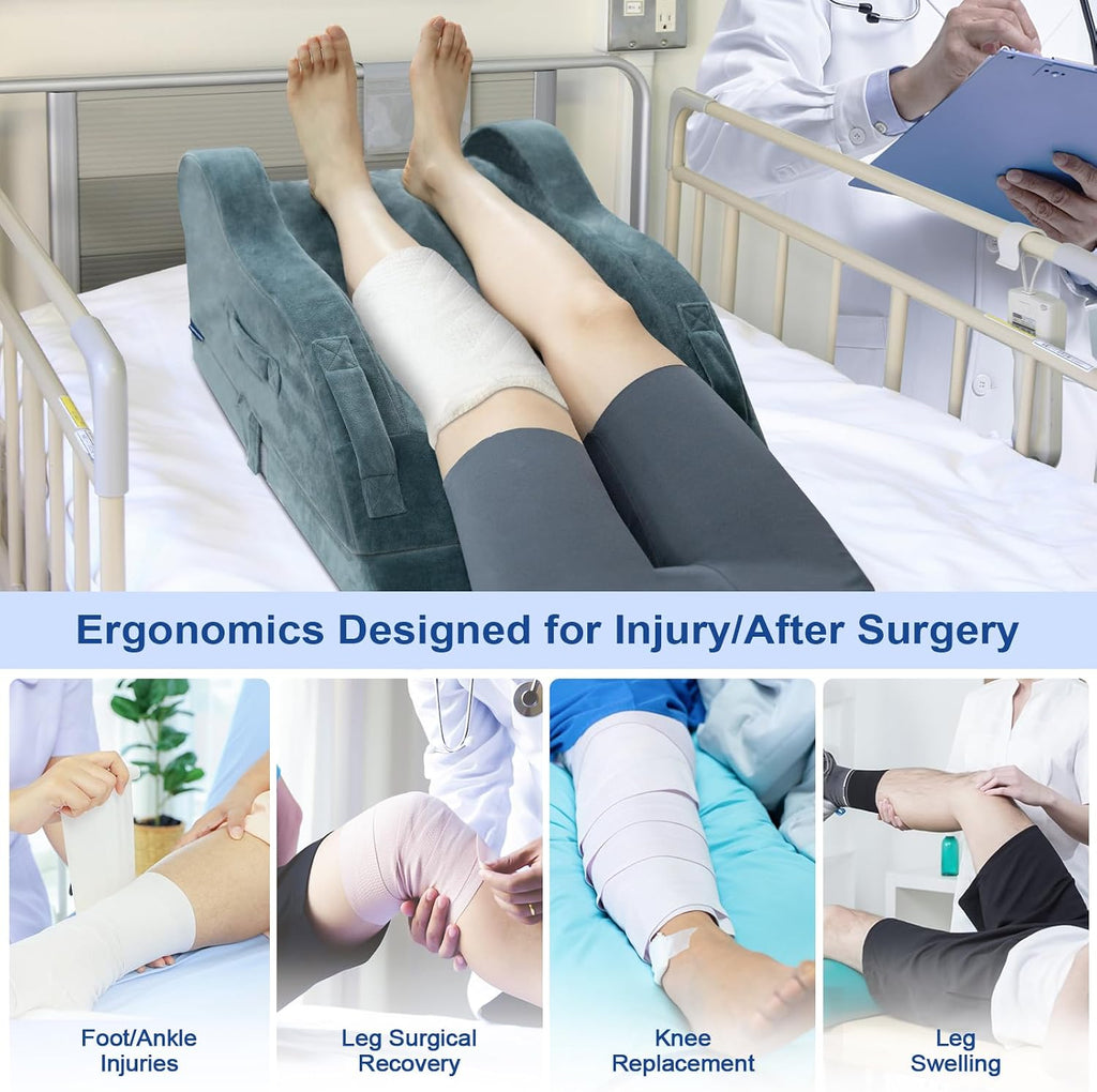 KingPavonini Adjustable Leg Elevation Pillows for After Surgery with Ergonomic Curve, Cooling Memory Foam Leg Pillow for Knee Surgery Recov…