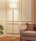 Upgraded】 Dimmable Gold Floor Lamps for Living Room, 9W LED Bulb Included, Modern Standing Lamp with White Lamp Shade, Tall Pole Light…