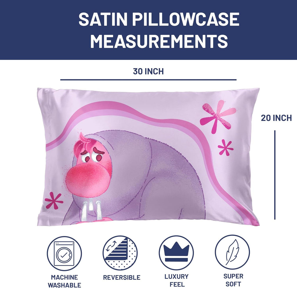 JayFranco Disney Pixar Inside Out Embarrassment Satin Pillowcase - Standard Size 20x30 Inch Silky Soft Purple Pillow Cover 30 inch