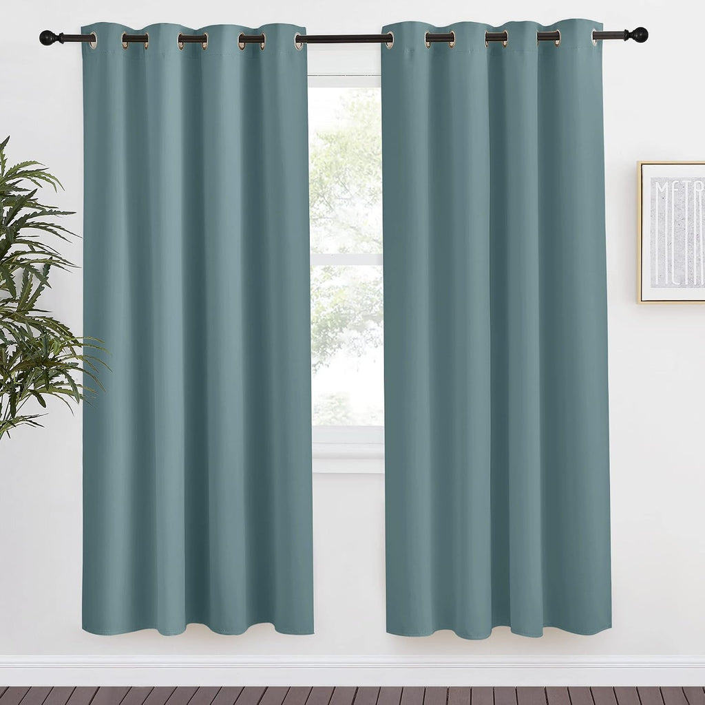 NICETOWN Blackout Greyish Blue Curtains & Drapes for Living Room, 1 Panel, W55 x L78, Thermal Insulated Solid Grommet Sound Reducing…