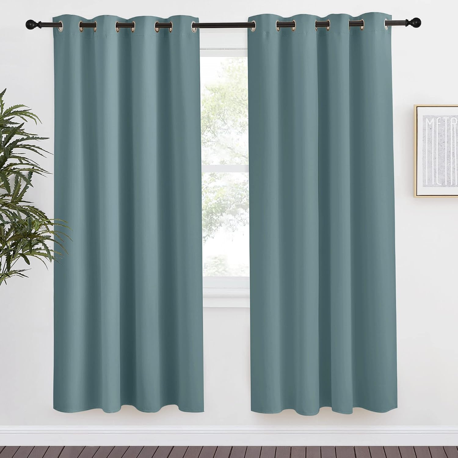 NICETOWN Blackout Greyish Blue Curtains & Drapes for Living Room, 1 Panel, W55 x L78, Thermal Insulated Solid Grommet Sound Reducing…