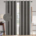 Miulee Linen Texture Curtains for Bedroom Solid 100% Blackout Thermal Insulated Dark Grey Curtains Grommet Room Darkening Curtains/Draperie…