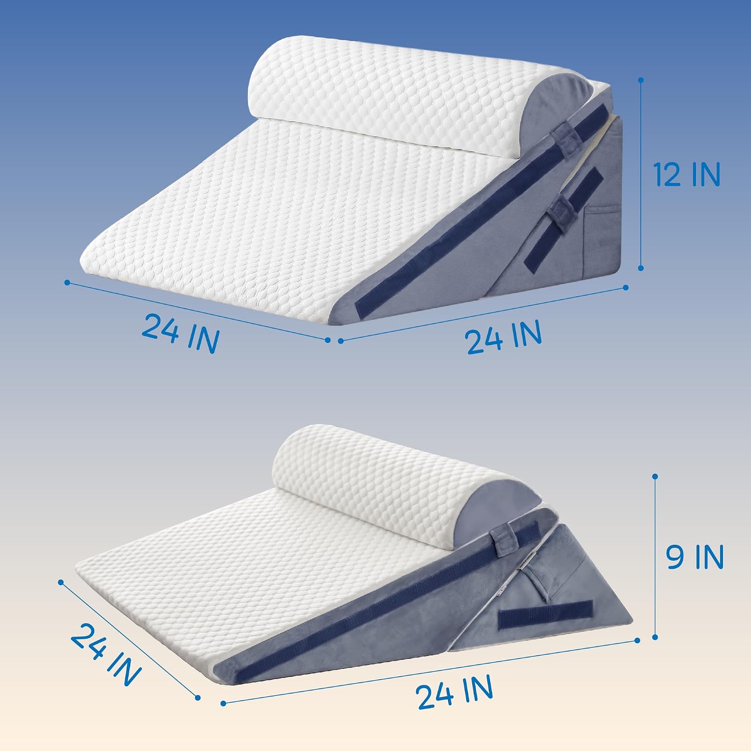 Simpledad 3PCS Wedge Pillow, Orthopedic Wedge Pillow for Acid Reflux, Back, Cooling Memory Foam Top, Bed Wedge Pillows for Headboard, Slee…
