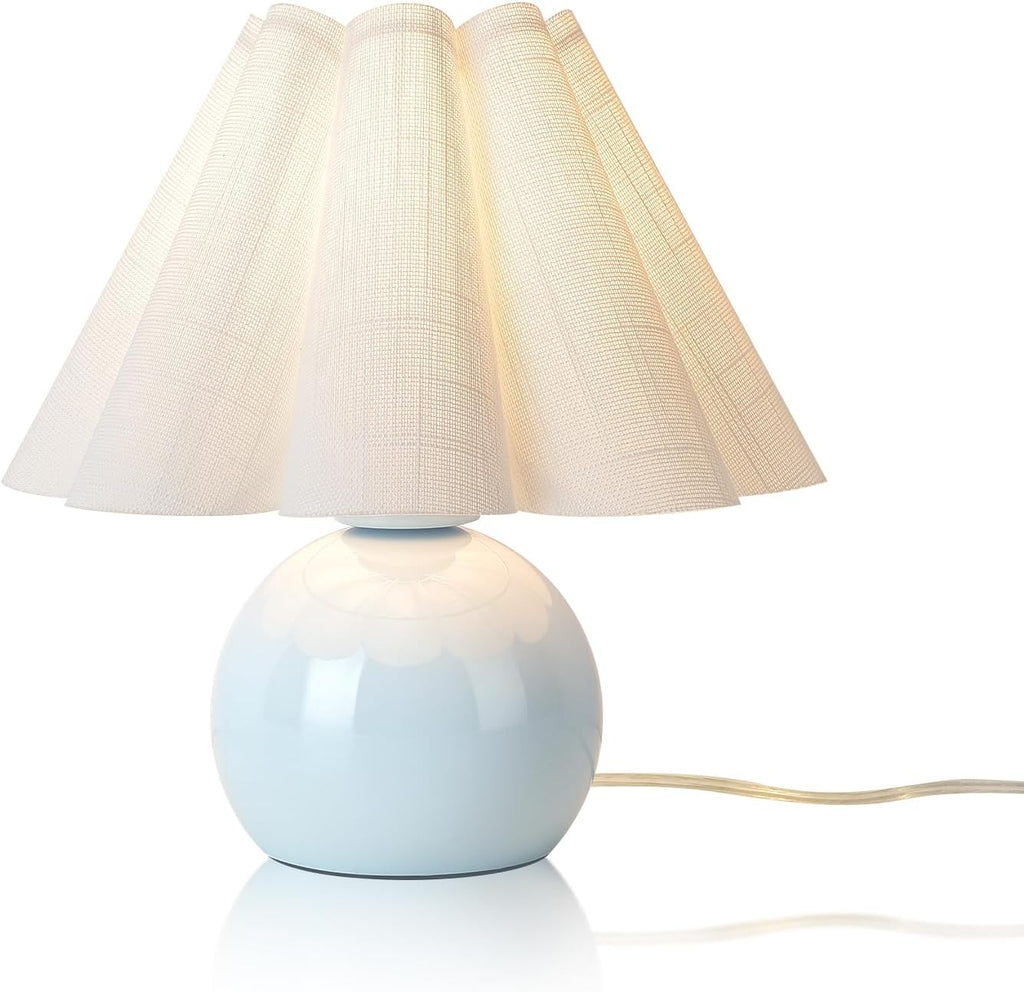 Light Blue Small Bedside Mini Table Lamp for Bedroom, Cute Bedroom Lamps for Nightstand, Cute Mini Table Lamps for Small Spaces with…