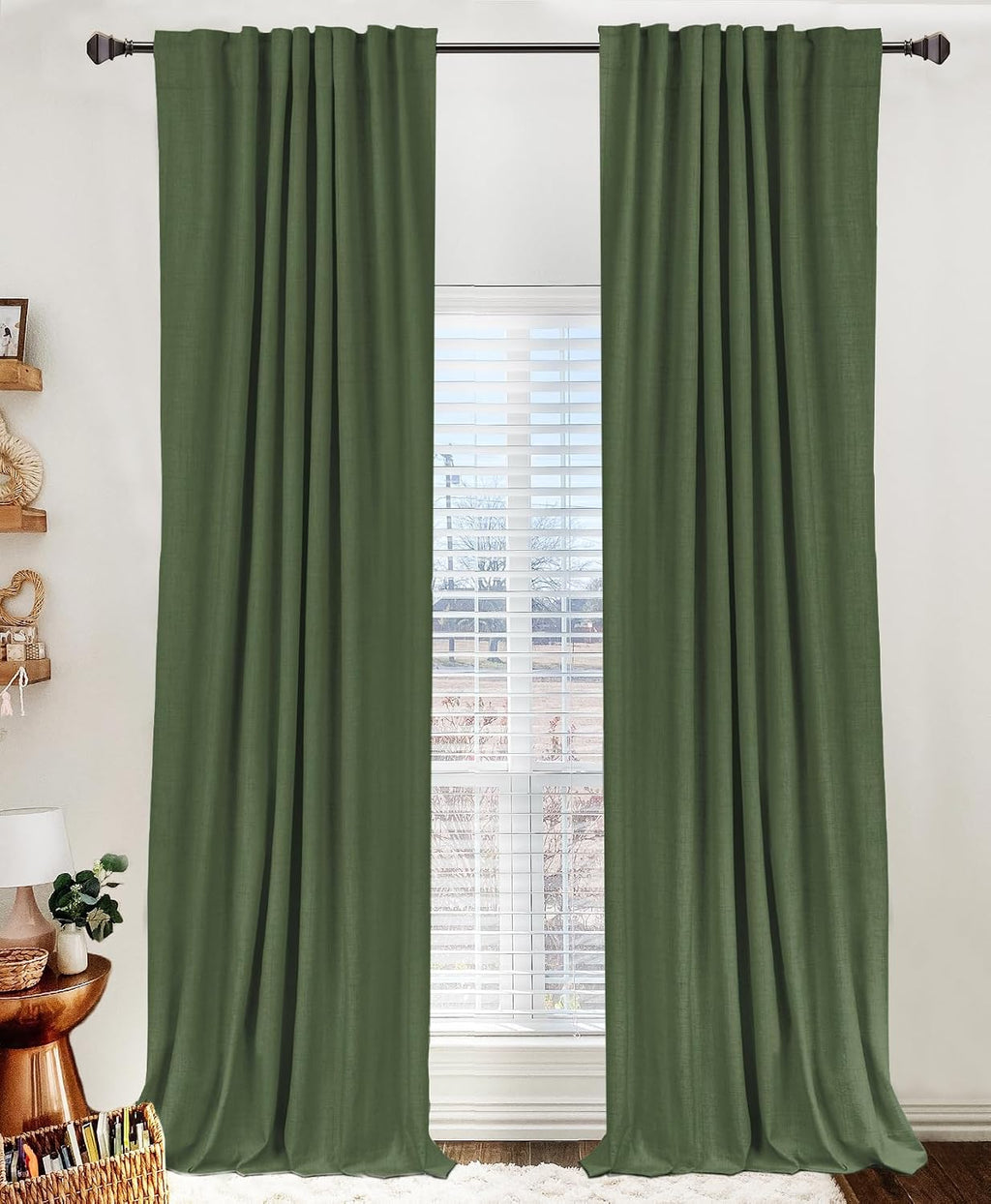 100BlackoutShield 100% Blackout Shield Linen Blackout Curtains for Bedroom 84 Inches Long, Back Tab/Rod Pocket Living Room Drapes, Thermal…