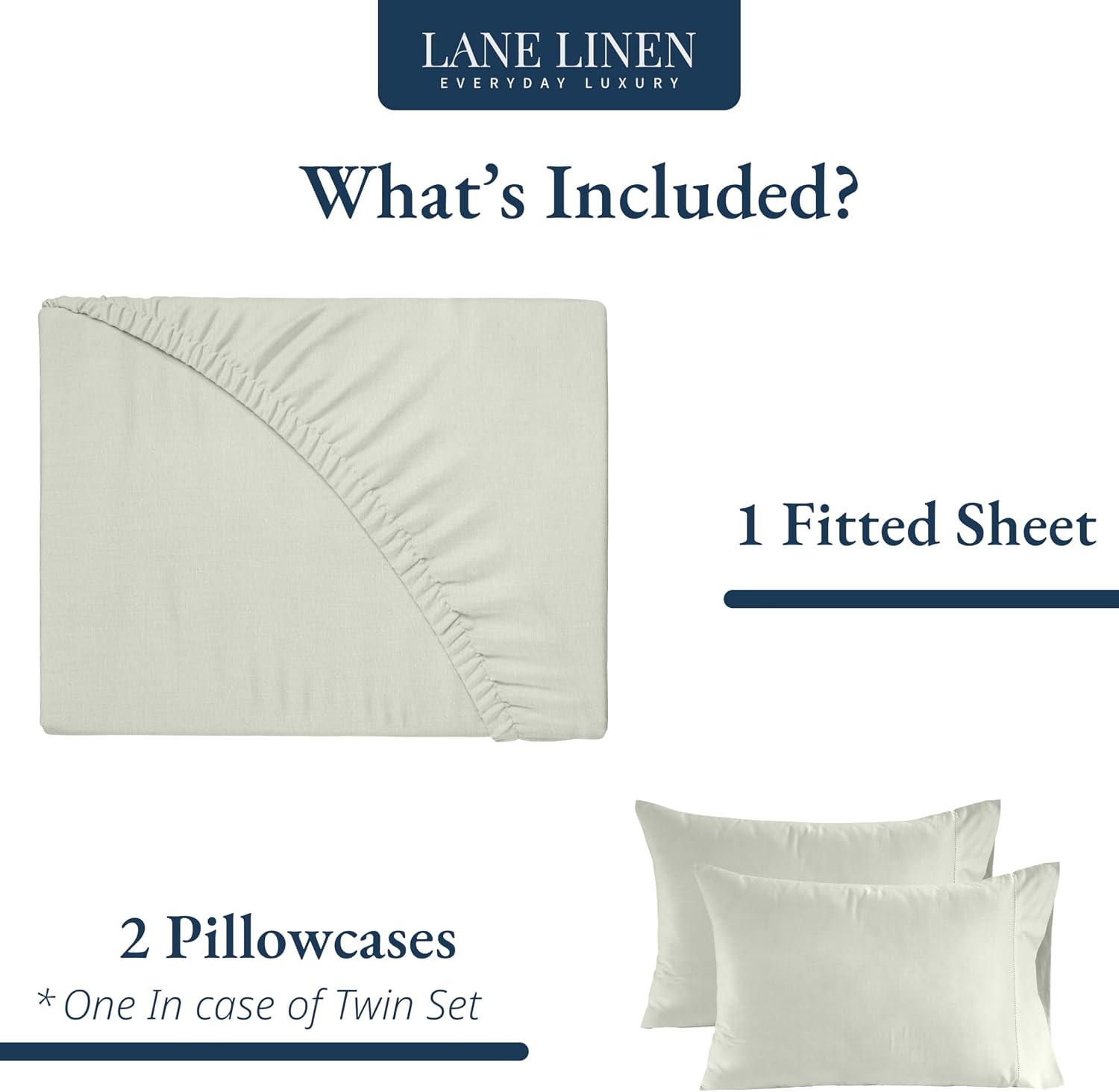LANE LINEN Twin XL Fitted Sheet, 100% Organic Cotton 2-Piece Set (1 Fitted Sheet, 1 Pillowcase), Percale Weave, Bottom Sheet, Soft…