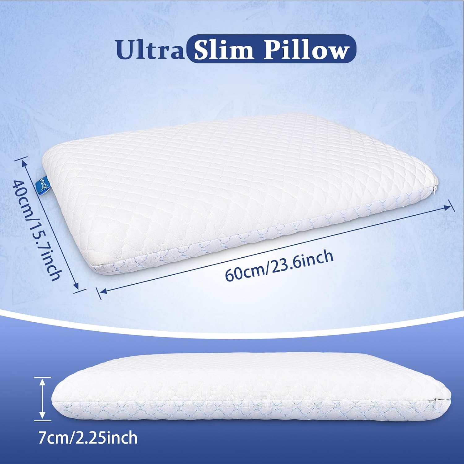 SofGlowlycomforteveryday SofGlowly Thin Flat Pillow for Sleeping – 2.25" Ultra Cooling Memory Foam Pillow for Stomach & Back Sleepers,…