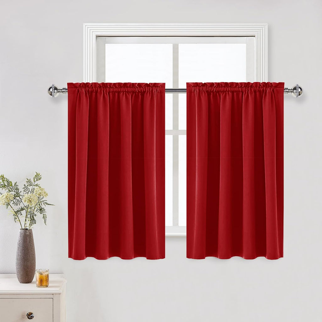 DWCN Blackout Curtains for Living Room Thermal Insulated, Energy Saving & Noise Reducing Bedroom Curtains, Red, W 52x L 36 Inch, Set of 2…
