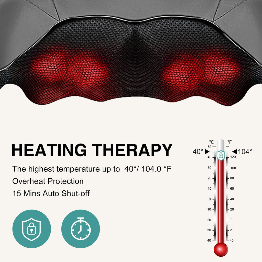 Nekteck Shiatsu Neck Massager with Heat for Deep Tissue, 2026 Upgraded 3D Back Shoulder Kneading Massage Pillow, Body Muscle Relaxation Too…