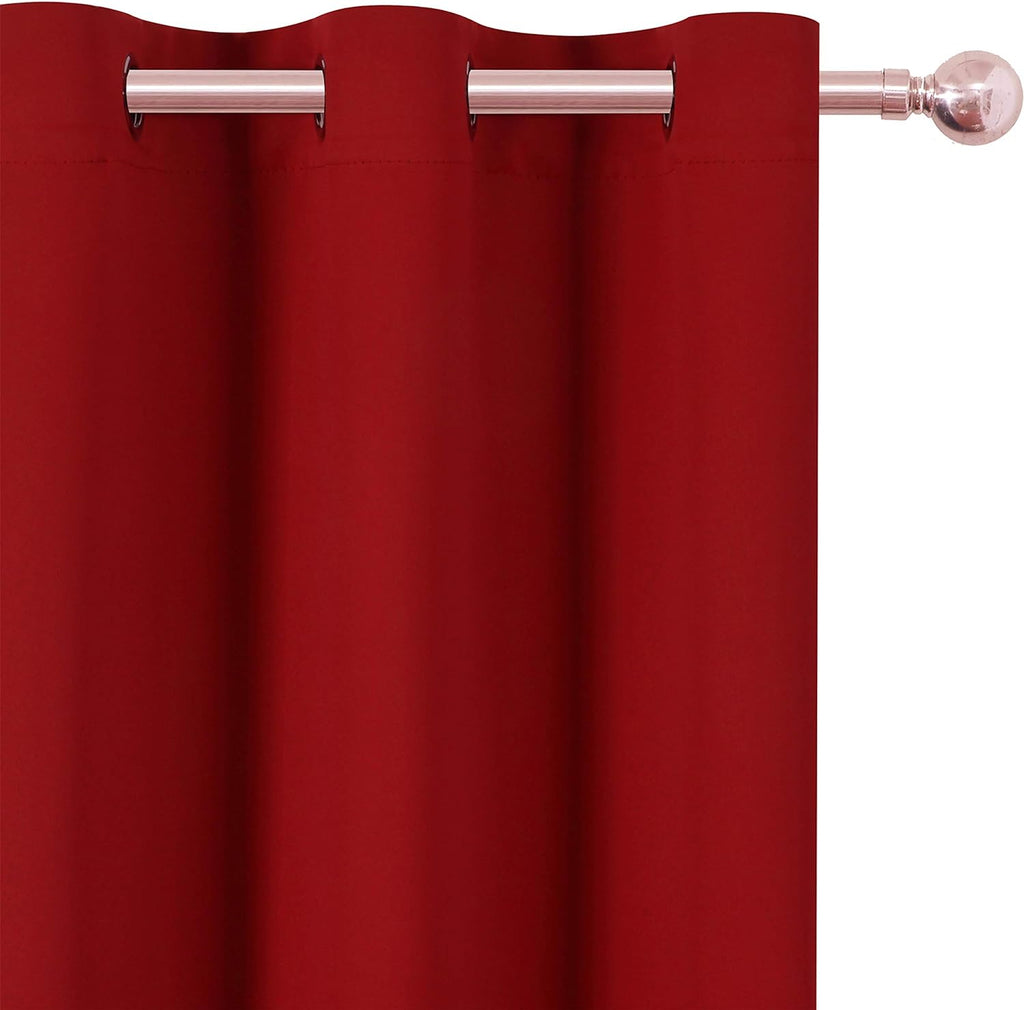 Lemomo Dark Red Thermal Blackout Curtains/52 x 95 Inch/Set of 2 Panels Room Darkening Curtains for Bedroom 95 Inch Red