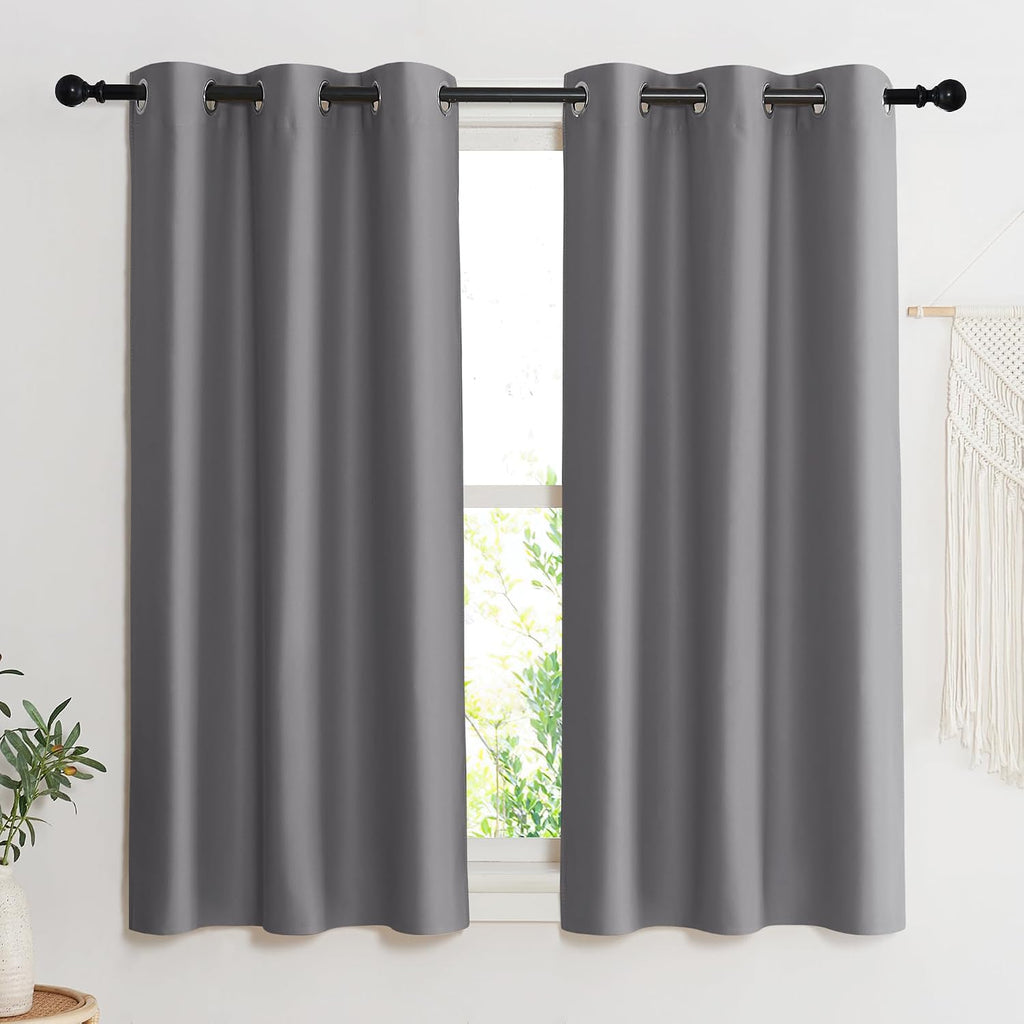 NICETOWN Blackout Curtain Blind for Bedroom, Single Panel, W42 x L54 inches, Grey/Gray, Thermal Insulated Grommet Blackout Room Darkening…