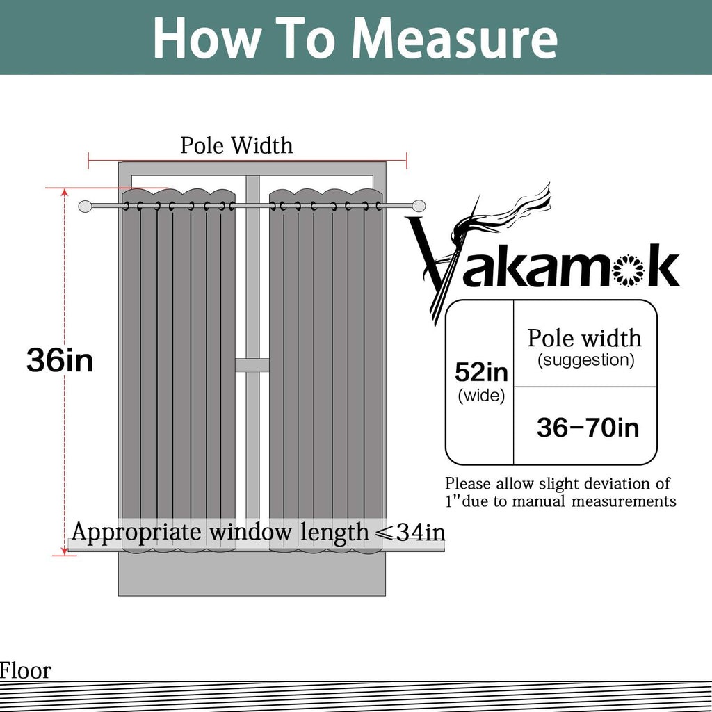 Yakamok Functional Thermal Insulated Eyelet Top Room Darkening Curtain Panels, Energy Efficient Kitchen Grommet Top Curtains for Short…