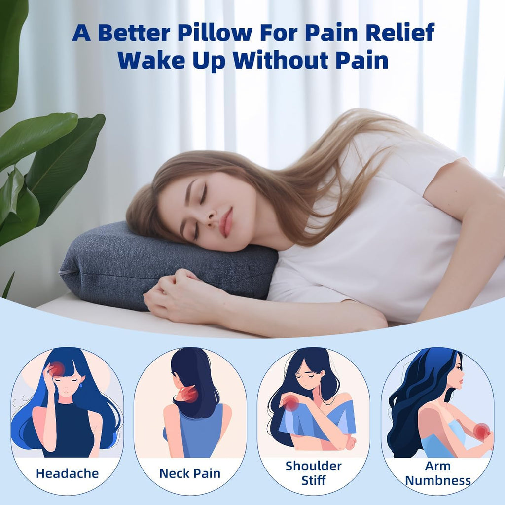 Lofe King Adjustable Memory Foam Pillow - 4 Height from 1.2 to 4.8in, CertiPUR-US Cervical Pillow for Neck, Neck Support Pillow for Side S…