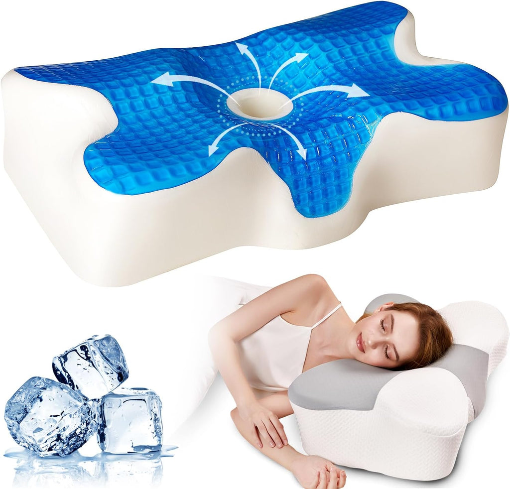 Eucior Cooling Gel Pillow, Cooling Cervical Neck Pillow, Gel Memory Foam Pillow, Odorless Ergonomic Contour Pillows, Orthopedic Bed Pillow for…