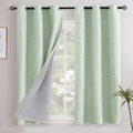 YoungsTex Light Sage Green Linen Blackout Curtains 48 inch Length for Bedroom, Short Thermal Insulated Black Out Drapes with Grommet for Li…