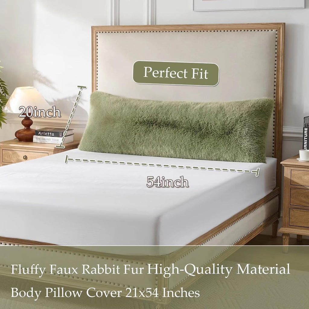 HKMR 20x54 inch Luxury Fluffy Body Pillow Cover(No Filling), Shaggy Furry Body Pillowcase with Zipper, Soft Decorative Plush Full Long…