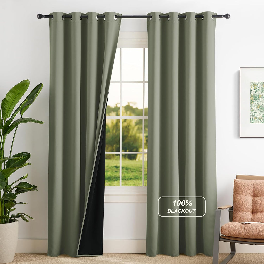 NICETOWN Grommet Blackout Curtains for Living Room Bedroom Window Panels, Thermal Insulated Soundproof Sliding Door Curtains for Patio…