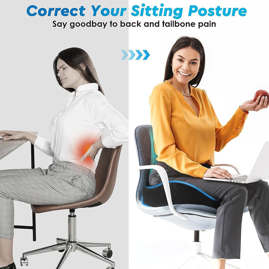 CushyOasis Seat Cushion, Gel Chair Cushions, Office Chair Cushions, Anti-Slip Bottom & Removable Cover Tailbone Cushion, Memory Foam Seat C…