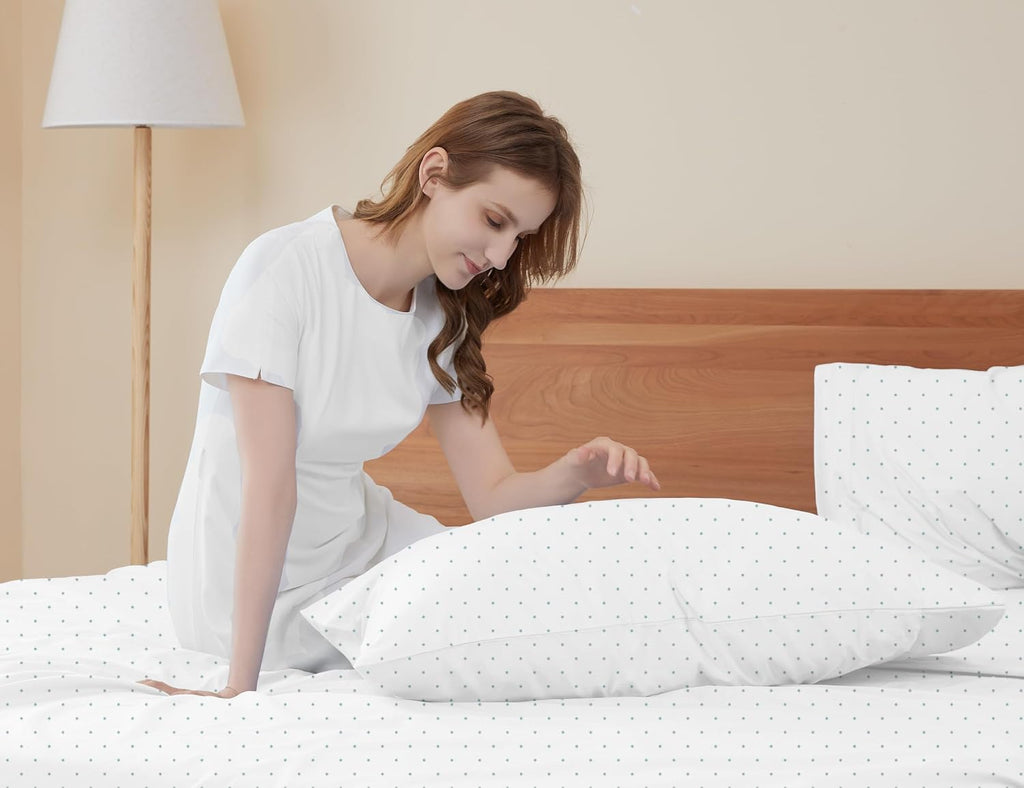 Sunflower King Pillowcases Set of 2, 100% Cotton King Size Pillow Cases 2, 20×40 inches Powder Dots, Soft and Breathable