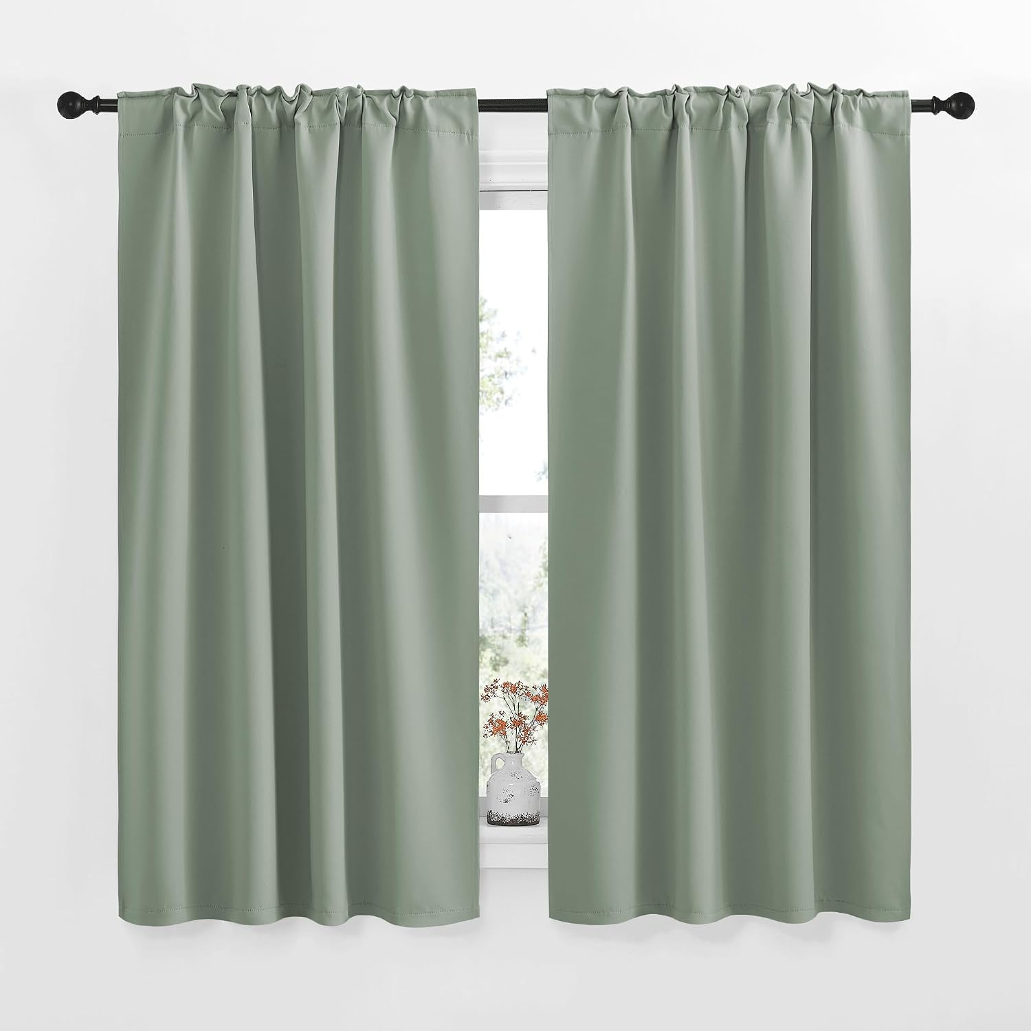NICETOWN RV Curtains for Camper Windows - (Greyish Green Color) 34x54 Inch, 2 Panels Set, Thermal Insulated Room Darkening Blackout…