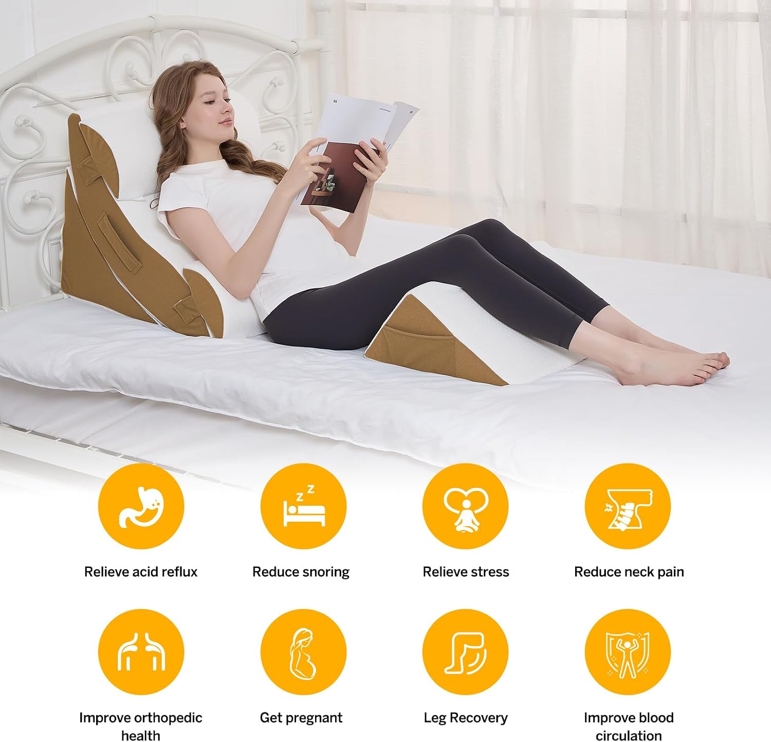 Ziixmile Wedge Pillow Set for After Surgery – 5PCS Orthopedic Bed Wedge Pillow Set for Sleeping, Body, Back and Leg Comfortable & Ad…