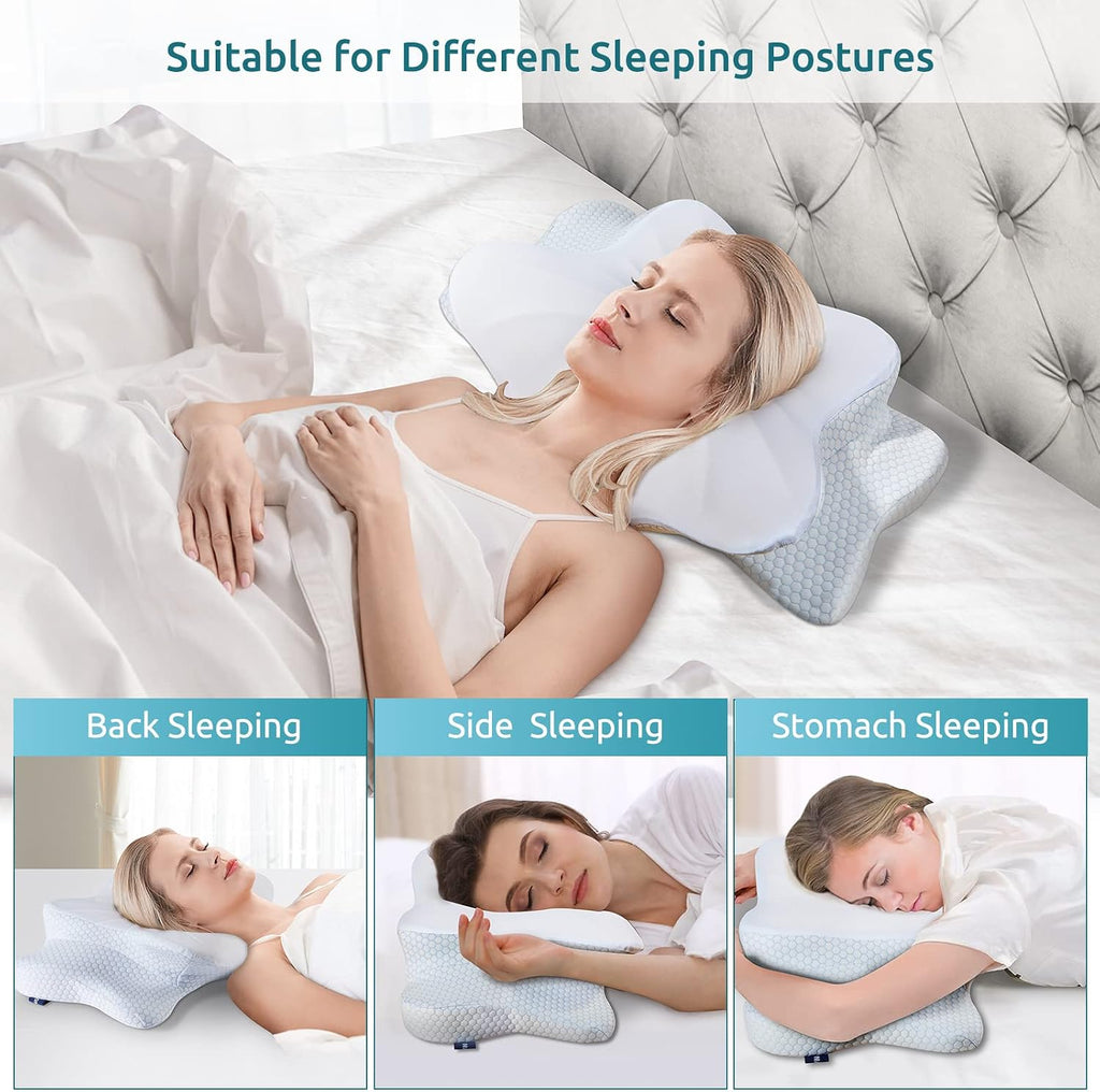 Donama Cervical Pillow for Neck and Shoulder, Cooling Contour Memory Foam Pillow, Dual-Height Ergonomic Neck Support Pillow for Side Back…