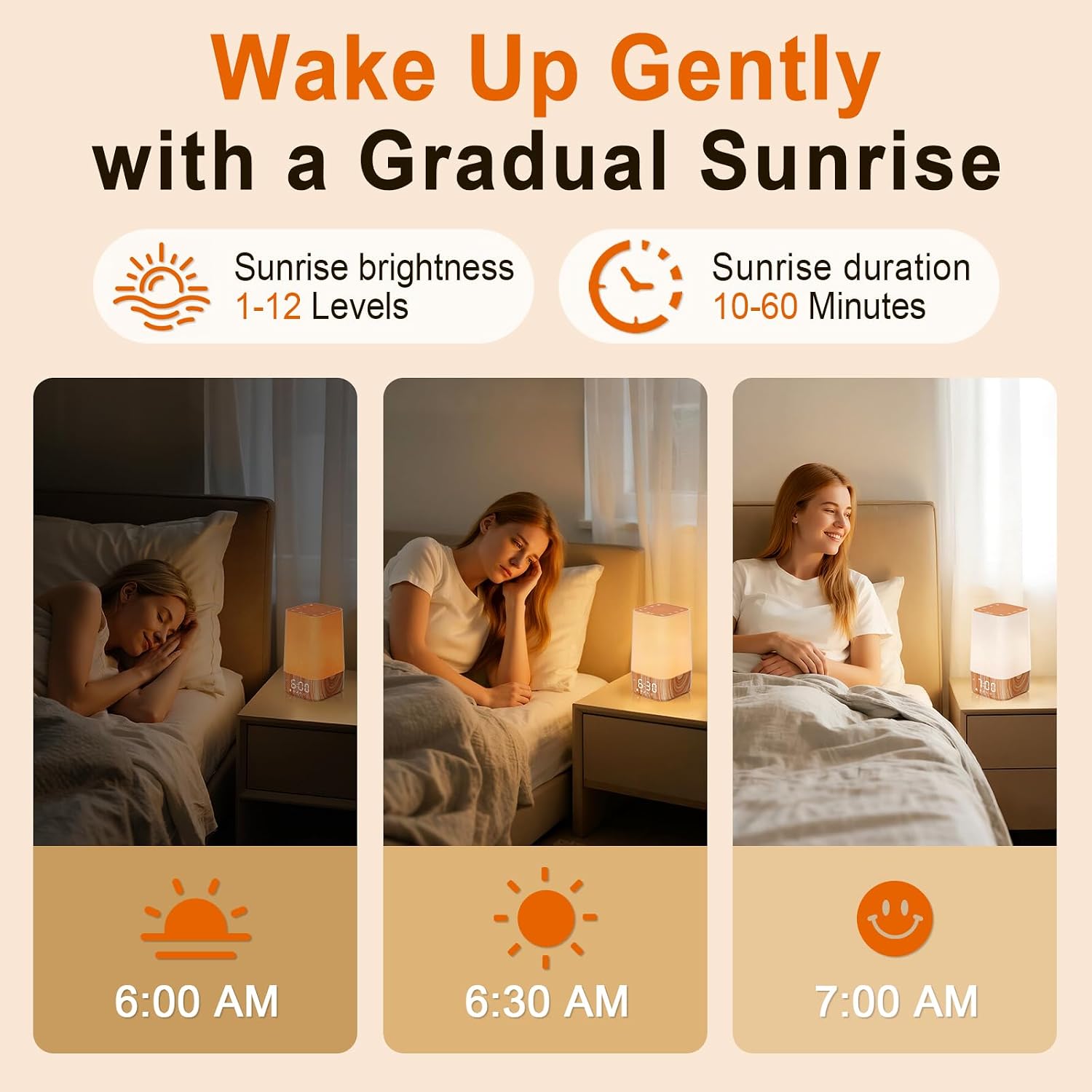 Sunrise Alarm Clock with Sound Machine: Nature Wake Up Light for Dark Mornings & Early Starts - 30 Sleep Sounds, Adjustable Brightness &…