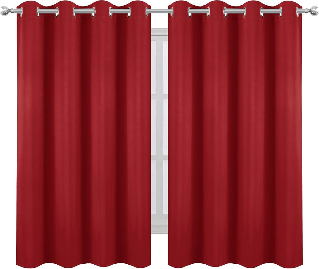 Lemomo Bright Red Blackout Curtains 52 x 54 Inch Length/Set of 2 Curtain Panels/Thermal Insulated Room Darkening Blackout Curtains for Bedr…