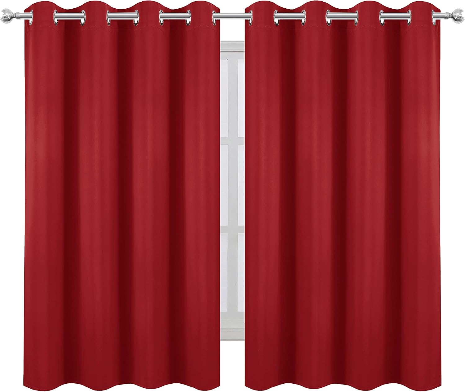 Lemomo Bright Red Blackout Curtains 52 x 54 Inch Length/Set of 2 Curtain Panels/Thermal Insulated Room Darkening Blackout Curtains for Bedr…