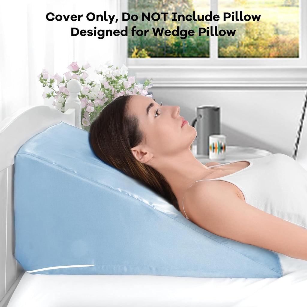 HOMBYS Satin Bed Wedge Pillow Cover Silky & Smooth Wedge Pillowcase 1 Pack 24x24x12.5, Soft & Breathable, Removable & Machine…