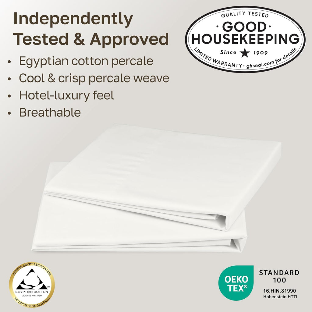 CaliforniaDesignDen California Design Den Percale Pillow Cases King Size Set of 2-100% Egyptian Cotton, Crisp Percale Feel, Breathable & So…