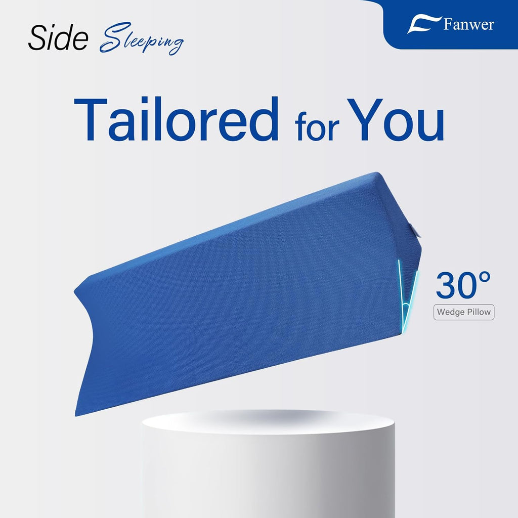 Fanwer 34.2in Bed Wedges & Body Positioners, 30 Degree Wedge Pillow for Side Sleeping/After Surgery, Triangle Foam Bed Wedge Pillow with Bl…